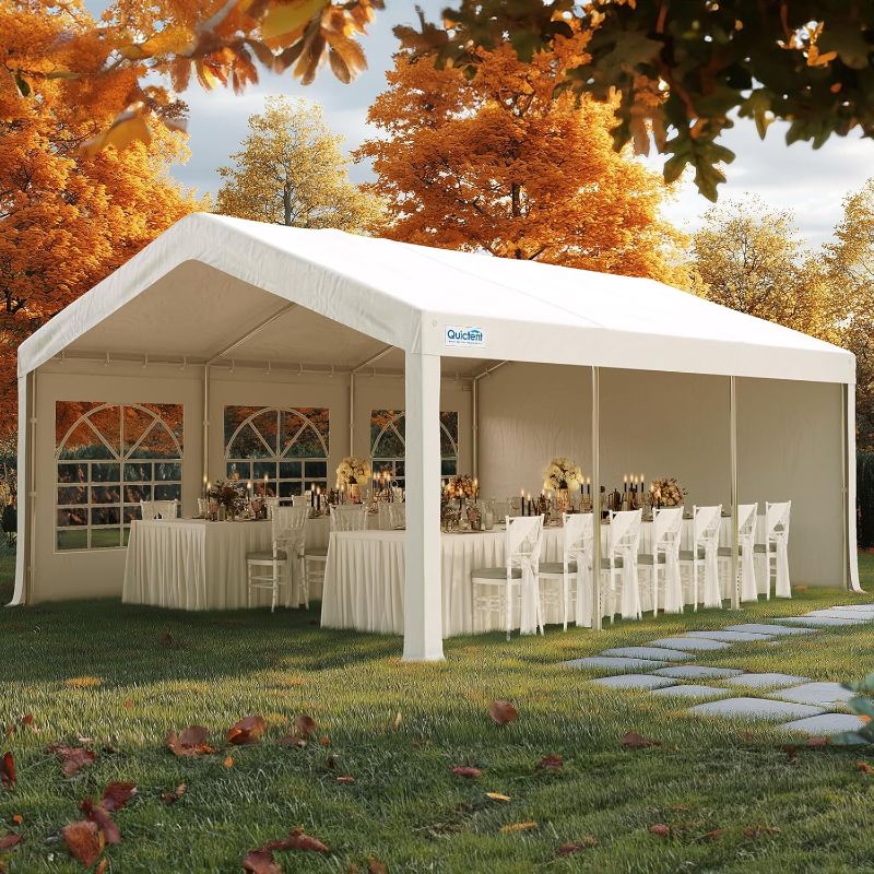 Photo 1 of Quictent Premium 13x20 Party Tent Heavy Duty Outdoor Gazebo White Event Shelter Wedding Canopy Tent for Parties Carport BBQ with Removable Sidewall Windows & Storage Bags