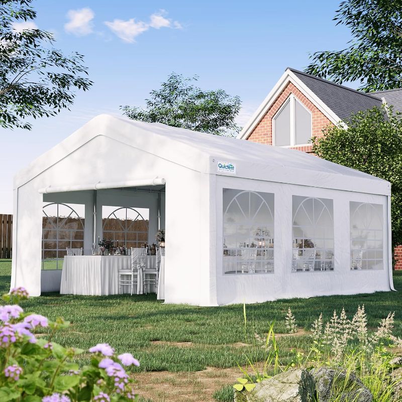 Photo 1 of Quictent Premium 13x20 Party Tent Heavy Duty Outdoor Gazebo White Event Shelter Wedding Canopy Tent for Parties Carport BBQ with Removable Sidewall Windows & Storage Bags
