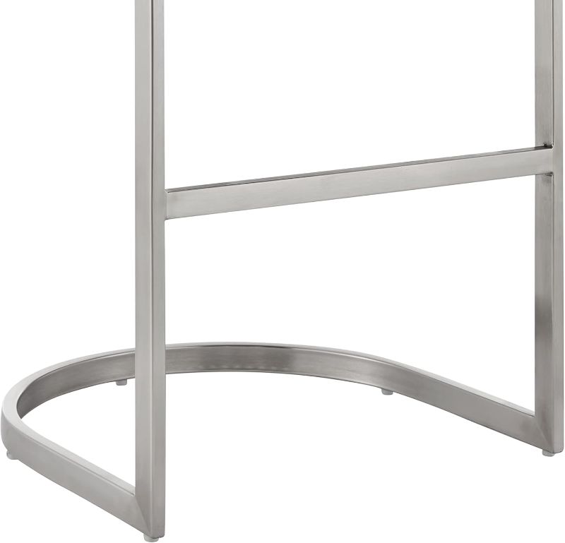 Photo 1 of Armen Living Katherine Counter Stool in Brushed Stainless Steel with White Faux Leather