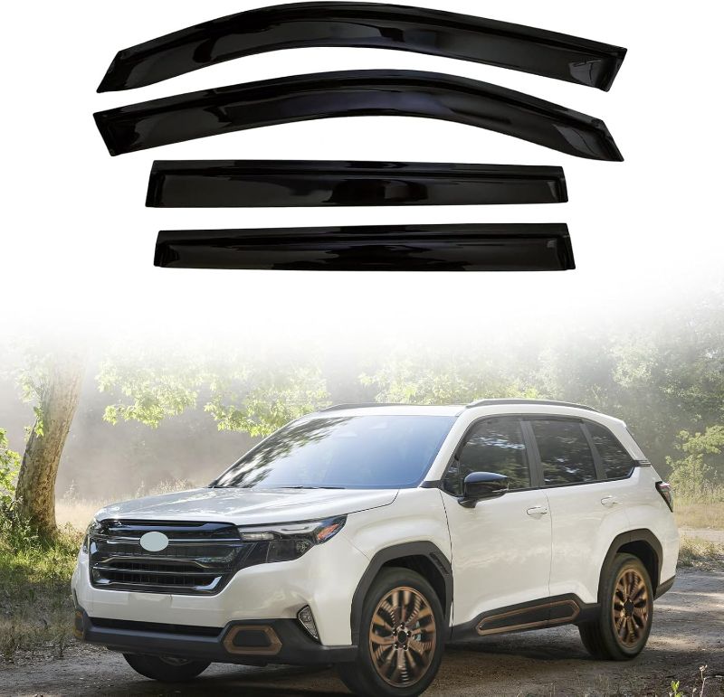 Photo 1 of Window Visors Rain Guards for 2025 2026 Subaru Forester, Tape-On Window Deflectors, Aerodynamic Wind Noise Reduction & UV Protection (4 Pcs)