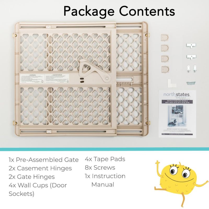 Photo 1 of Toddleroo by North States - Supergate Ergo Baby Gate: Plastic Baby Gate for Stairs & Doorways - Adjustable Indoor Safety Gate - Made in USA - 26 to 42 Inches Wide - 26 Inches Tall - Sand