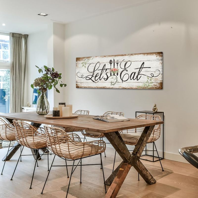 Photo 1 of KREATIVE ARTS Let's Eat Kitchen Canvas Wall Art Print Vintage Inspirational Quotes Painting Picture Giclee Prints for Restaurant Cafe Farmhouse Decor Housewarming Gift 20x55 Inches