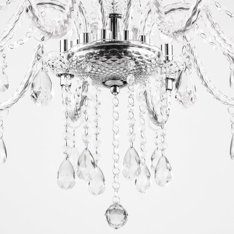 Photo 1 of PAPAYA Plug in Crystal Chandeliers Clear Chandelier 25 * 27.5in 10-Light Modern Pendant Ceiling Lighting Fixture with Acrylic Crystals & Beads for Girls Room,Living Room,Kitchen Island,Entryway.