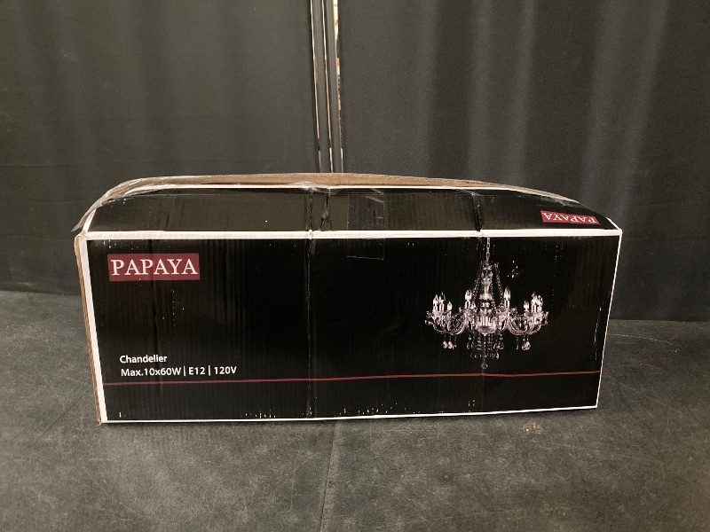 Photo 1 of PAPAYA Plug in Crystal Chandeliers Clear Chandelier 25 * 27.5in 10-Light Modern Pendant Ceiling Lighting Fixture with Acrylic Crystals & Beads for Girls Room,Living Room,Kitchen Island,Entryway.