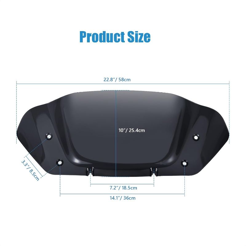 Photo 1 of 10" Wave Windshield Windscreen Wind Splitter Compatible for Harley Street Glide FLHX, CVO Street Glide FLHXSE 2023 2024 (Black)