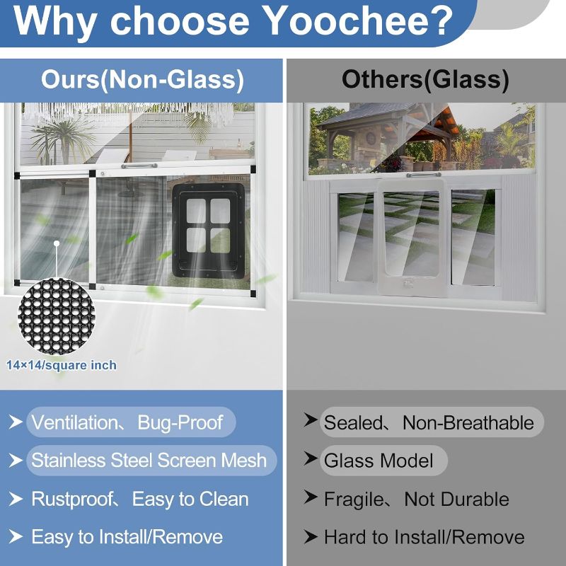 Photo 1 of Adjustable Ventilated Pet Door for Window 35.4"-46.7" Wide, White Aluminum Frame + Stainless Steel Mesh | Breathable Bug-Proof | 4-Way Lock Magnetic Closure Cat Window Door,Cat Door for Window Insert