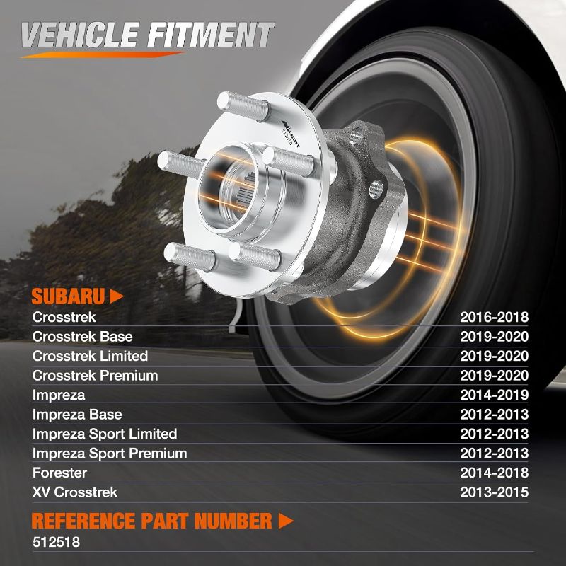 Photo 1 of Nilight Rear Wheel Bearing and Hub Assembly for Subaru Forester 2014 2015 2016 2017 2018, Impreza 2012-2019 2020-2021, Crosstrek 2016-2021, XV Crosstrek 2013-2015 with 5-Lug, OEM 512518
