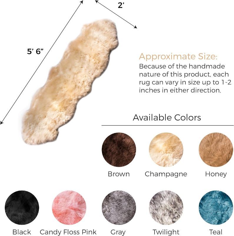 Photo 1 of Premium Champagne Sheepskin Rug Genuine Double 2x6ft Pelt Fluffy Fur Rug for Bedrooms