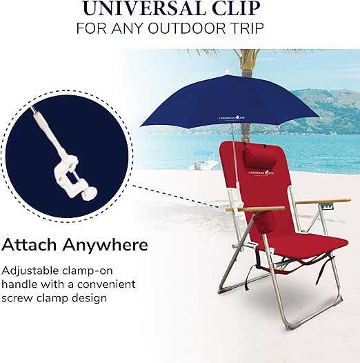 Photo 1 of Caribbean Joe Beach Umbrella for Chair, Adjustable and Universal Clamp On Beach Umbrella with UV Protection, 48 Inch Arc