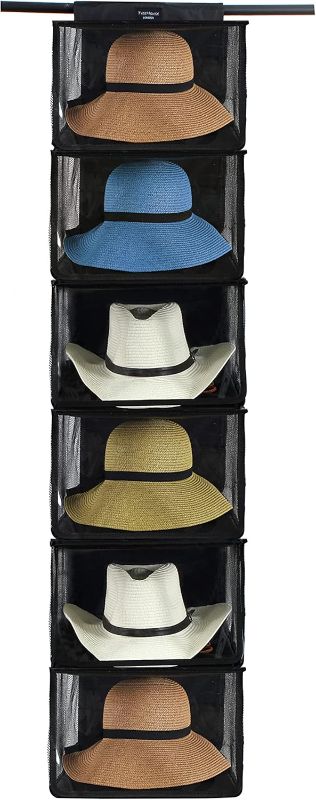 Photo 1 of TreeHouse London Cowboy Hat Rack Storage with Dust Cover - XL 6 Shelf Hanging Hat Organizer for Men and Womens Closets - Hanging Closet Cowboy Cap Hat Holder for Wide Brimmed Hats & Clothes