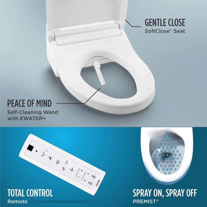 Photo 1 of TOTO SW3084#01 WASHLET C5 Electronic Bidet Toilet Seat with PREMIST and EWATER+ Wand Cleaning, Elongated, Cotton White