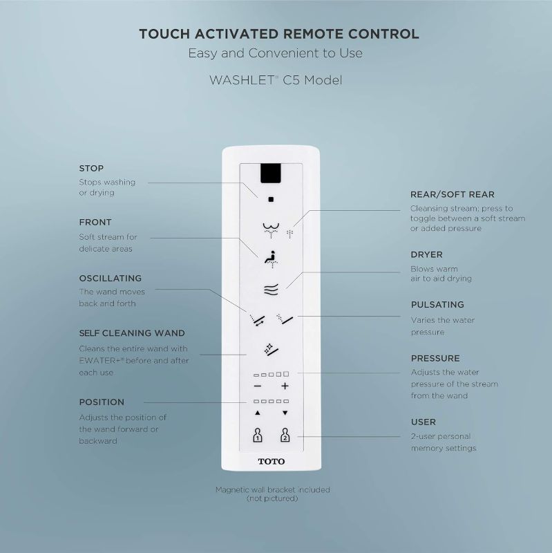 Photo 1 of TOTO SW3084#01 WASHLET C5 Electronic Bidet Toilet Seat with PREMIST and EWATER+ Wand Cleaning, Elongated, Cotton White