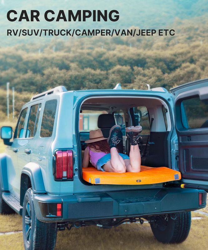 Photo 1 of 3 Inch GAIALOOP Thick Memory Foam Camping Mattress Sleeping Pad [Car/Tent/Cot] Glamping Portable Floor Mat Roll Up Futon Mattress for Guests Sleepover