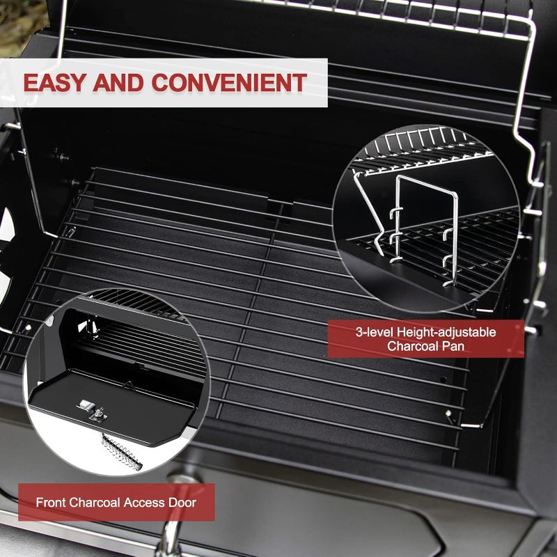 Photo 1 of Portable Charcoal Grill with Two Side Handles, Compact Outdoor Charcoal Grill for Travel, Picnic, Tailgate, and Campsite Cooking, CD-AMZ-1519, Black