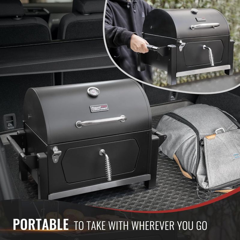 Photo 1 of Portable Charcoal Grill with Two Side Handles, Compact Outdoor Charcoal Grill for Travel, Picnic, Tailgate, and Campsite Cooking, CD-AMZ-1519, Black