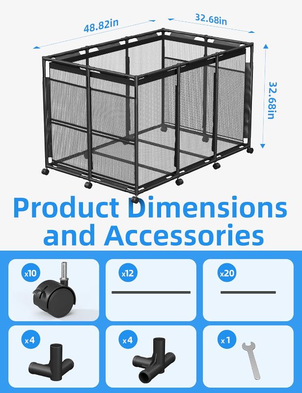 Photo 1 of Pool Float Storage – Outdoor Pool Toy Storage Organizer for Pool Noodles, Toys, Floats, Balls,Equipment, Mesh Rolling Storage Organizer Bin, Black