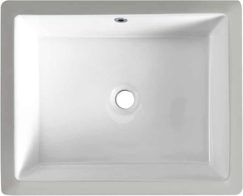 Photo 1 of 20 Inch Undermount Bathroom Sink Rectangle Undermount Sink White Ceramic Under Counter Bathroom Sinks with Overflow (19.5"x15.6")