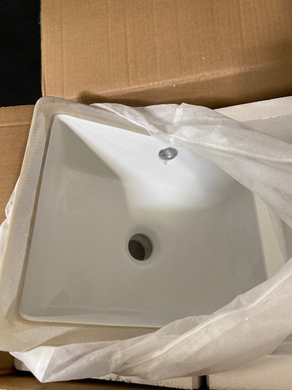 Photo 1 of 20 Inch Undermount Bathroom Sink Rectangle Undermount Sink White Ceramic Under Counter Bathroom Sinks with Overflow (19.5"x15.6")