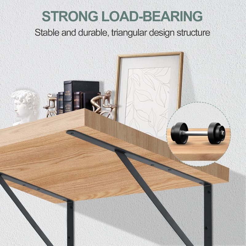 Photo 1 of 8 Pack L20 x H 12" Black Heavy Duty Shelf Brackets with Screws Metal Shelf Brackets Shelf Support Angle Brackets for Shelves L Brackets Heavy Duty...