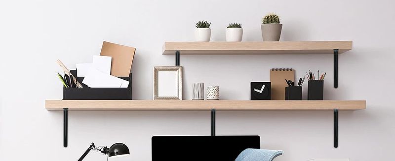 Photo 1 of 8 Pack L20 x H 12" Black Heavy Duty Shelf Brackets with Screws Metal Shelf Brackets Shelf Support Angle Brackets for Shelves L Brackets Heavy Duty...