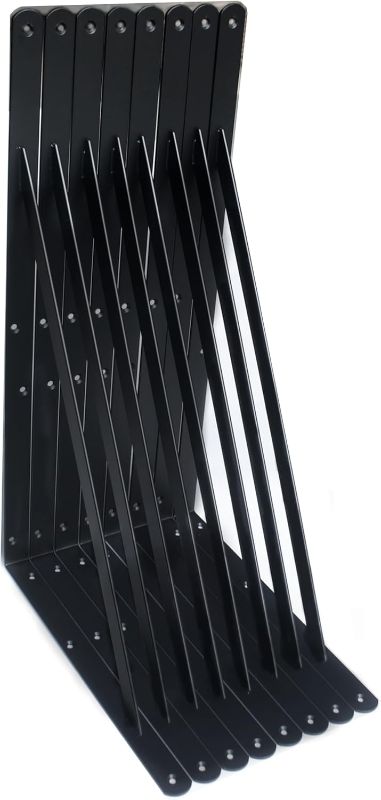Photo 1 of 8 Pack L20 x H 12" Black Heavy Duty Shelf Brackets with Screws Metal Shelf Brackets Shelf Support Angle Brackets for Shelves L Brackets Heavy Duty...