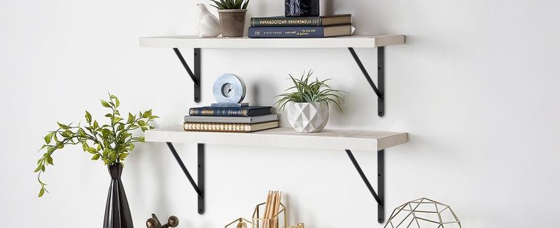 Photo 1 of 8 Pack L20 x H 12" Black Heavy Duty Shelf Brackets with Screws Metal Shelf Brackets Shelf Support Angle Brackets for Shelves L Brackets Heavy Duty...