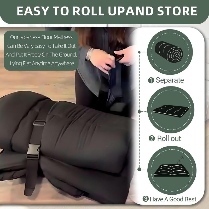 Photo 1 of imflmats Polyester Fiber Foldable Roll Up 100 High Density Comfortable Foam Futon Mattress Japanese Tatami Floor Sleeping Pad Thicken Guests Bed Dormitory...