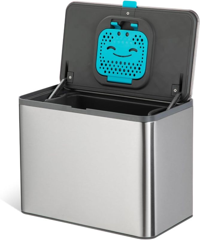 Photo 1 of Home Zone Living Kitchen Compost Bin with CleanAura, Stainless Steel, Small and Compact Design, Includes Placement Attachments, 5 Liter Capacity, Silver