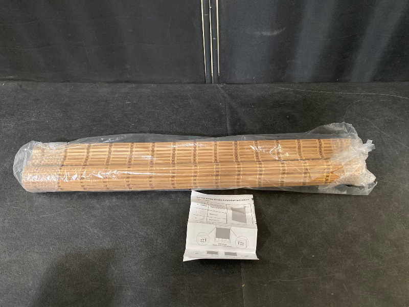 Photo 1 of Cordless Bamboo Roman Shades for Windows, Blinds Size (30 1/2" W × 64" H) Colour (Eastfield Teak) Fits Windows (30 3/4" W × 64" H)