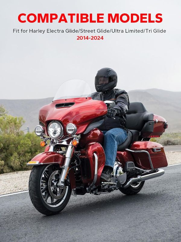 Photo 1 of Amazicha Windshield 13" Round Windscreen 2014-2023 Fit for Harley Davidson Touring Street Glide14-23, Electra Glide 14-22, Ultra Limited 14-24 and 14-later Tri Glide models (Except 23 FLHXSE)?Clear