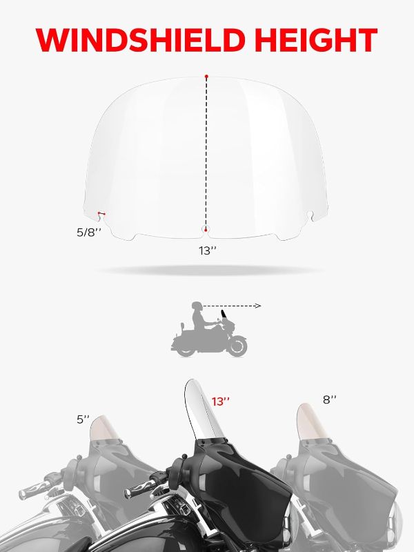 Photo 1 of Amazicha Windshield 13" Round Windscreen 2014-2023 Fit for Harley Davidson Touring Street Glide14-23, Electra Glide 14-22, Ultra Limited 14-24 and 14-later Tri Glide models (Except 23 FLHXSE)?Clear