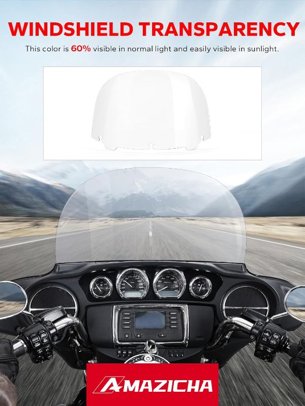Photo 1 of Amazicha Windshield 13" Round Windscreen 2014-2023 Fit for Harley Davidson Touring Street Glide14-23, Electra Glide 14-22, Ultra Limited 14-24 and 14-later Tri Glide models (Except 23 FLHXSE)?Clear