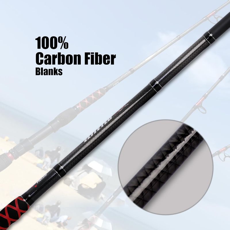Photo 1 of Fiblink Surf Spinning Fishing Rod 2-Piece/3-Piece Carbon Fiber Travel Fishing Rod (9-Feet / 11-Feet & 12-Feet & 15-Feet)