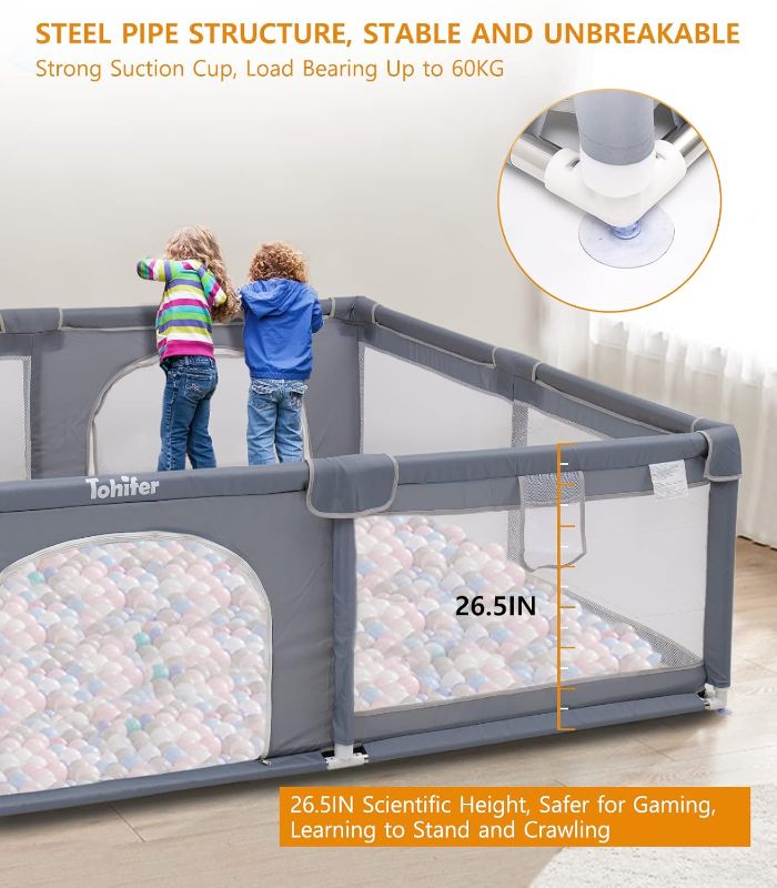 Photo 1 of Baby Playpen with Mat, Large Baby Play Yard for Toddler, BPA-Free, Non-Toxic, Safe No Gaps Playards for Babies, Indoor & Outdoor Extra Large Kids Activity Center 79"x59"x26.5" with 0.4" Playmat