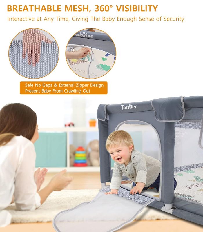 Photo 1 of Baby Playpen with Mat, Large Baby Play Yard for Toddler, BPA-Free, Non-Toxic, Safe No Gaps Playards for Babies, Indoor & Outdoor Extra Large Kids Activity Center 79"x59"x26.5" with 0.4" Playmat