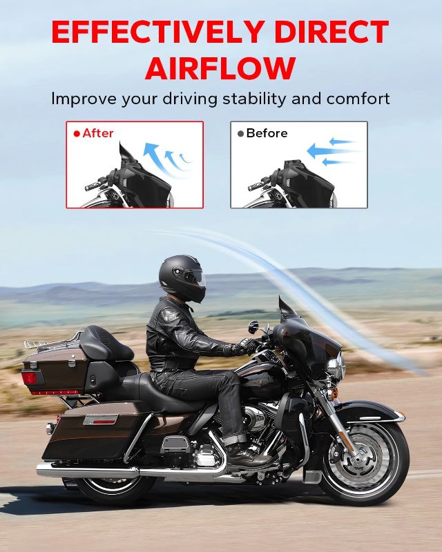 Photo 1 of Amazicha Black 7" Wave Windshield Windscreen Compatible for 2014-2023 Harley Davidson Touring Street Glide/Electra Glide/Ultra Limited/Tri Glide FLHT FLHX FLHXS FLHTK