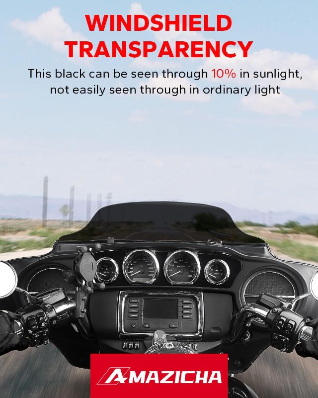 Photo 1 of Amazicha Black 7" Wave Windshield Windscreen Compatible for 2014-2023 Harley Davidson Touring Street Glide/Electra Glide/Ultra Limited/Tri Glide FLHT FLHX FLHXS FLHTK