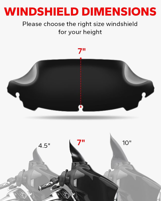 Photo 1 of Amazicha Black 7" Wave Windshield Windscreen Compatible for 2014-2023 Harley Davidson Touring Street Glide/Electra Glide/Ultra Limited/Tri Glide FLHT FLHX FLHXS FLHTK