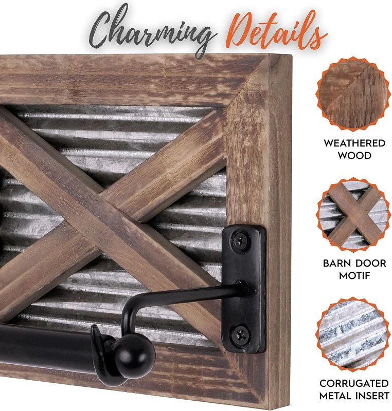 Photo 1 of Autumn Alley Farmhouse Toilet Paper Holder, Towel Ring for Bathroom, Farmhouse Towel Rack Holder Set, 3PCS, Wall Mount for Farmhouse Bathroom Decor and Accessories, Rustic Wooden, Brown
