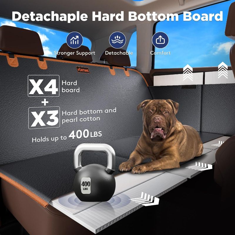Photo 1 of FURTIME Dog Car Seat Cover for Back Seat, Upgraded PU Leather Back Seat Extender with Hard Bottom Holds 400LBS, Waterproof Anti-Scratch, Large Space Back Seat Cover for Car, SUV, Small Truck