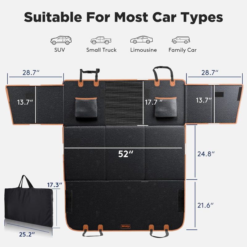 Photo 1 of FURTIME Dog Car Seat Cover for Back Seat, Upgraded PU Leather Back Seat Extender with Hard Bottom Holds 400LBS, Waterproof Anti-Scratch, Large Space Back Seat Cover for Car, SUV, Small Truck