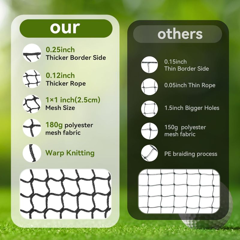 Photo 1 of Heavy Duty Golf Hitting Net - 10/15/20/25/30/40/50ft Indoor/Outdoor Nylon Netting, Ideal for Backyard & Garage Swing Training