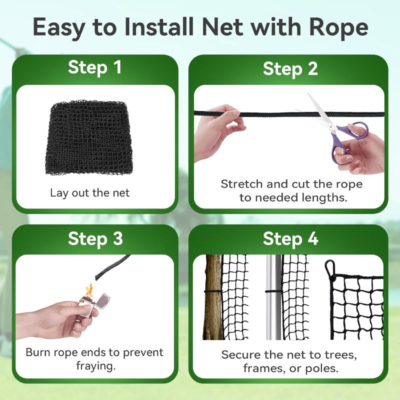 Photo 1 of Heavy Duty Golf Hitting Net - 10/15/20/25/30/40/50ft Indoor/Outdoor Nylon Netting, Ideal for Backyard & Garage Swing Training