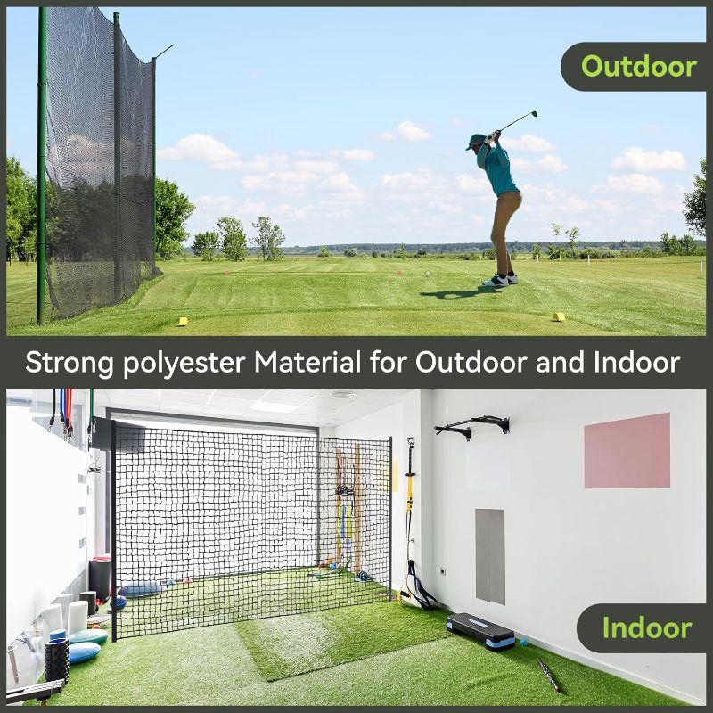 Photo 1 of Heavy Duty Golf Hitting Net - 10/15/20/25/30/40/50ft Indoor/Outdoor Nylon Netting, Ideal for Backyard & Garage Swing Training