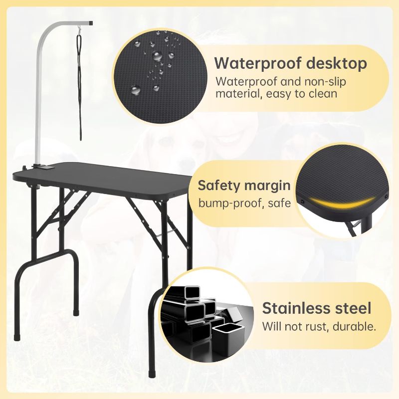 Photo 1 of BestPet 32in 36in Dog Grooming Table Foldable Home Pet Bathing Station with Adjustable Height Portable Drying Table with Arm Noose for Medium Small Dogs (32 Inch)