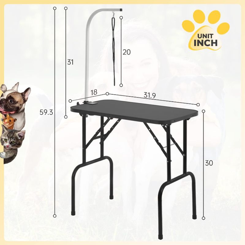 Photo 1 of BestPet 32in 36in Dog Grooming Table Foldable Home Pet Bathing Station with Adjustable Height Portable Drying Table with Arm Noose for Medium Small Dogs (32 Inch)
