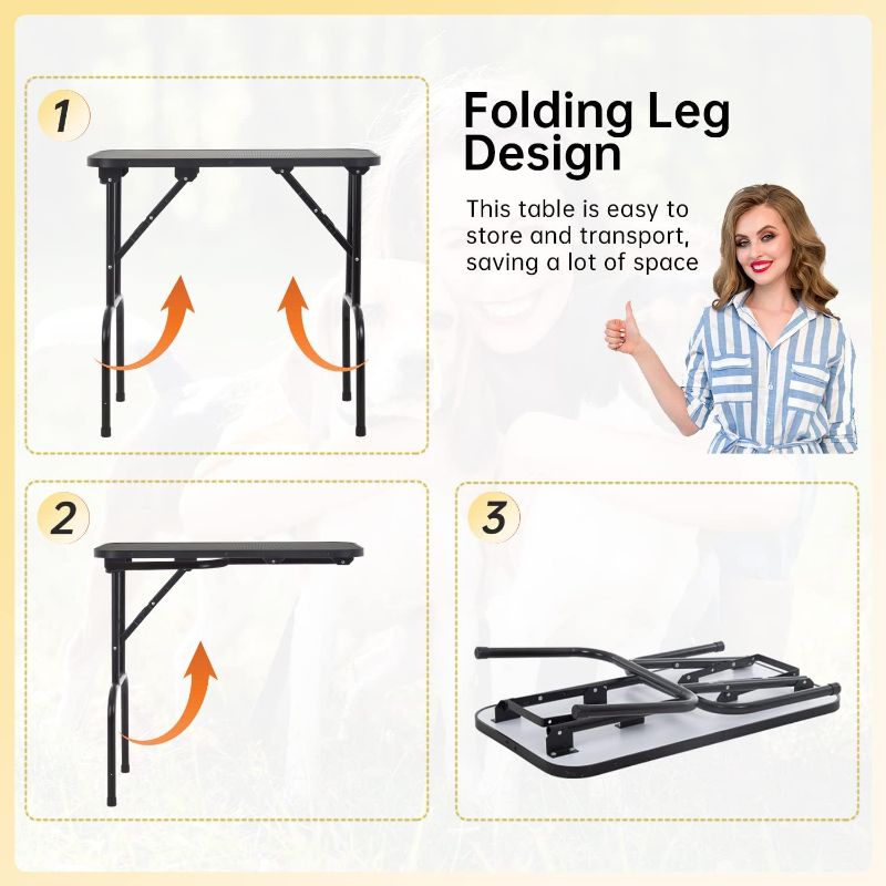 Photo 1 of BestPet 32in 36in Dog Grooming Table Foldable Home Pet Bathing Station with Adjustable Height Portable Drying Table with Arm Noose for Medium Small Dogs (32 Inch)