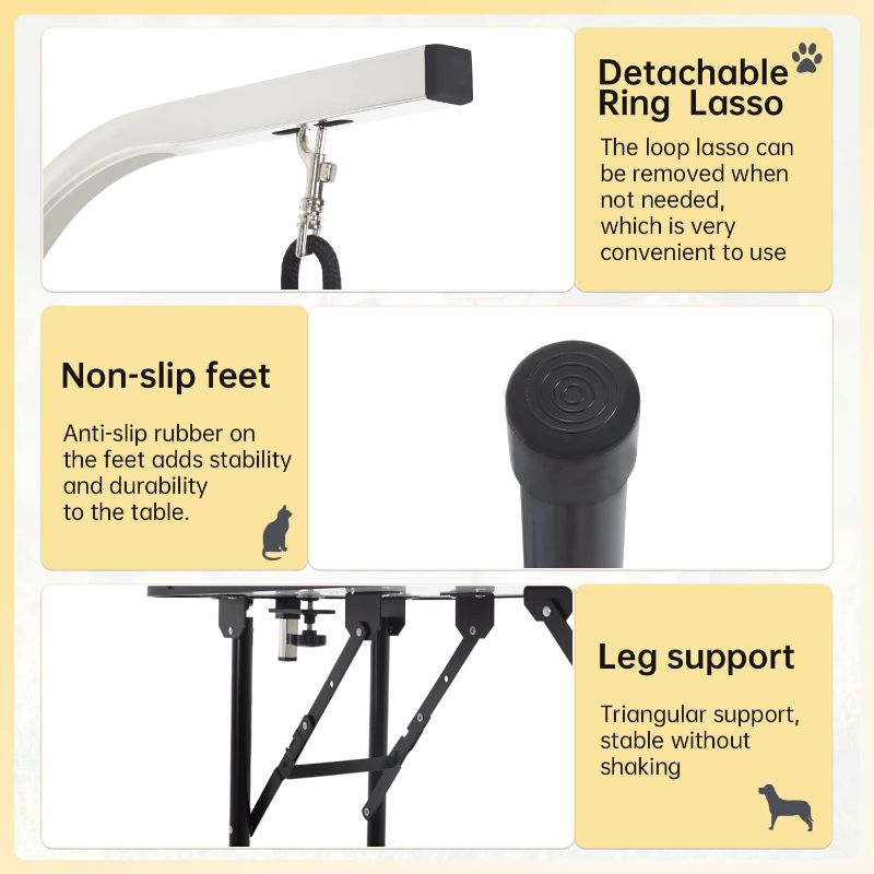 Photo 1 of BestPet 32in 36in Dog Grooming Table Foldable Home Pet Bathing Station with Adjustable Height Portable Drying Table with Arm Noose for Medium Small Dogs (32 Inch)