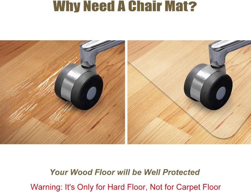 Photo 1 of Kuyal Clear Chair Mat, Hard Floor Use, 48" x 30" Transparent Office Home Floor Protector mat Chairmats (30" X 48" Rectangle)