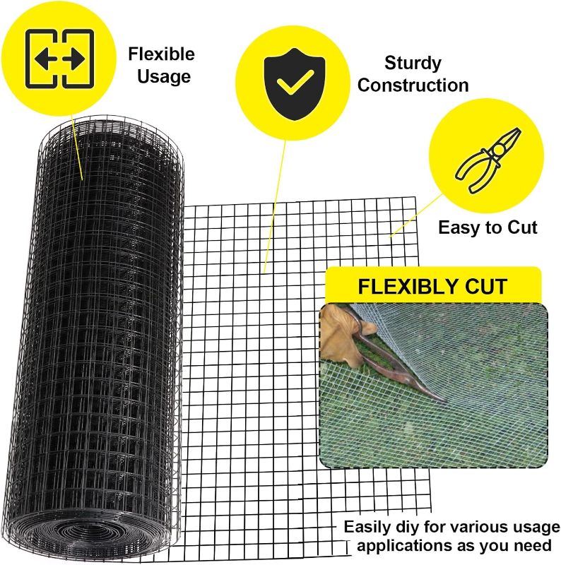 Photo 1 of 24'' x 50' 1.5inch Hardware Cloth 16 Gauge Black Vinyl Coated Welded Fence Mesh for Home and Garden Fence and Home Improvement Project